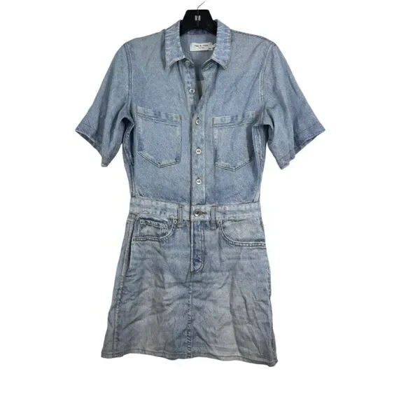 rag & bone Light Blue Denim Mini Dress - Picture 2 of 9